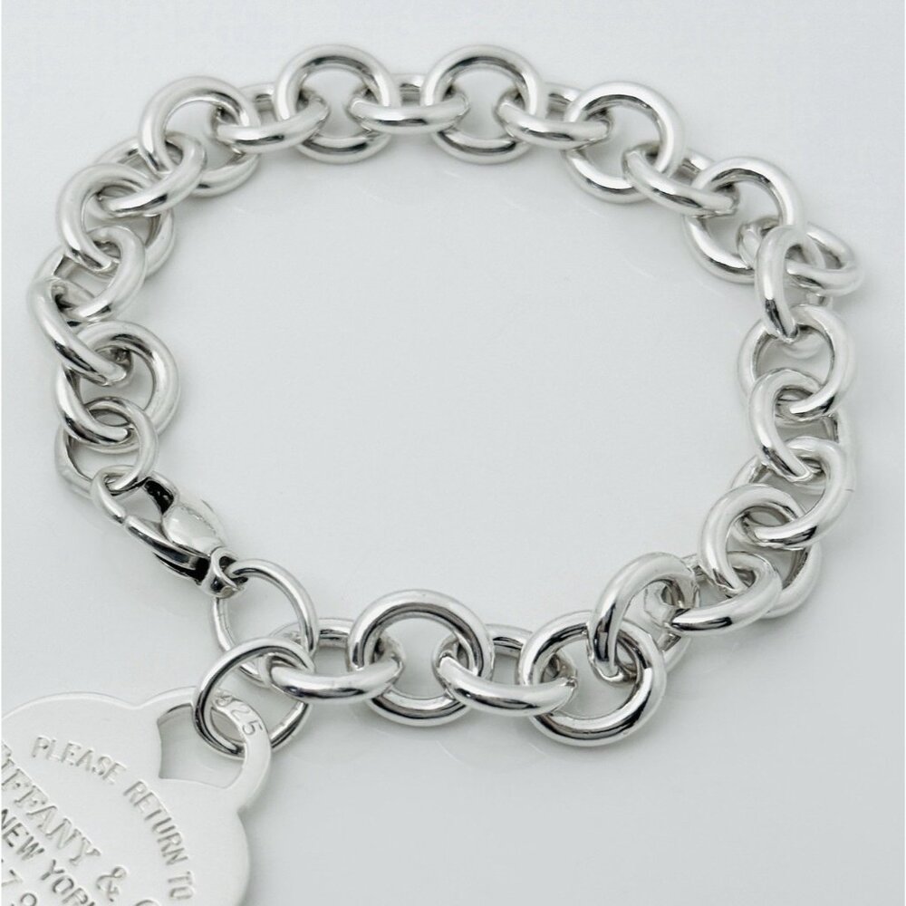 8.75" Please Return to Tiffany New York Extra Large Heart Tag Charm Bracelet - Picture 3 of 9